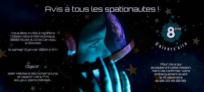 Le carton d'invitation du huitième anniversaire