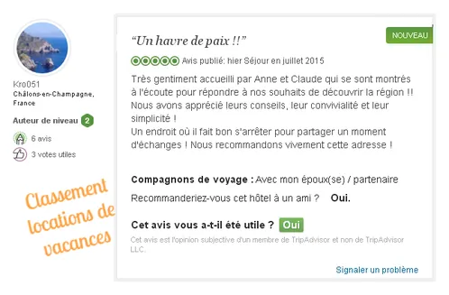 Les avis TripAdvisor