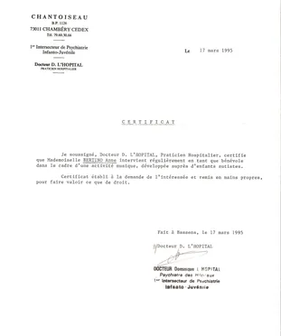 1994 · Bénévolat au centre hospitalier spécialisé de Chambéry