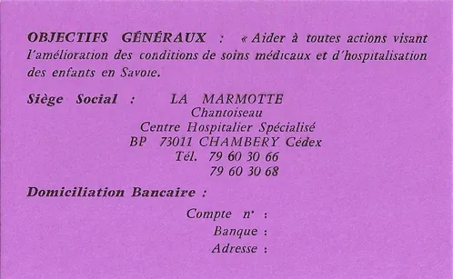 1994 · Association « La Marmotte » : carte de membre actif, verso