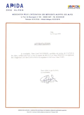1995 · APIDA des Alpes : deux stages de langue des signes française