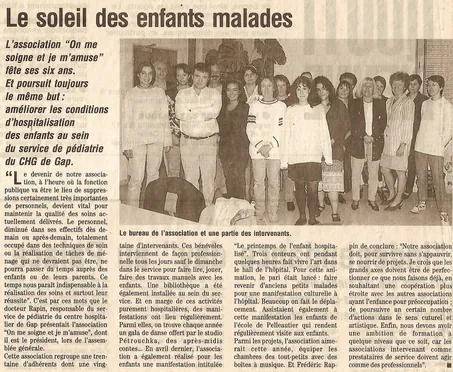 1996 · L’association « On me soigne et je m’amuse » dans la presse