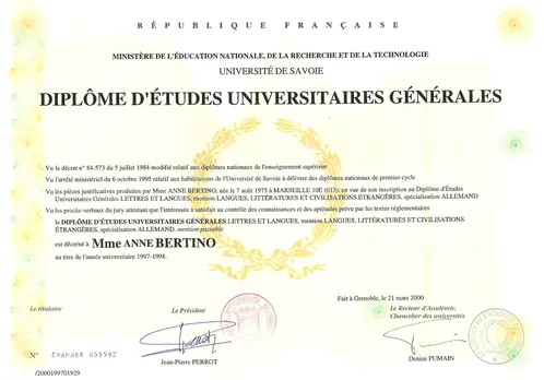 1998 · DEUG d’allemand, université de Savoie