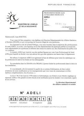 2001 · Numéro Adeli