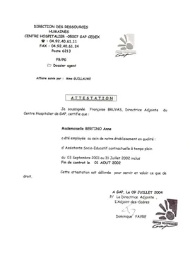 2002 · Assistante sociale au centre hospitalier de Gap