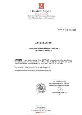 2004 · Assistante sociale au conseil général des Hautes-Alpes