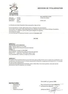 2007 · Titularisation dans la fonction publique hospitalière