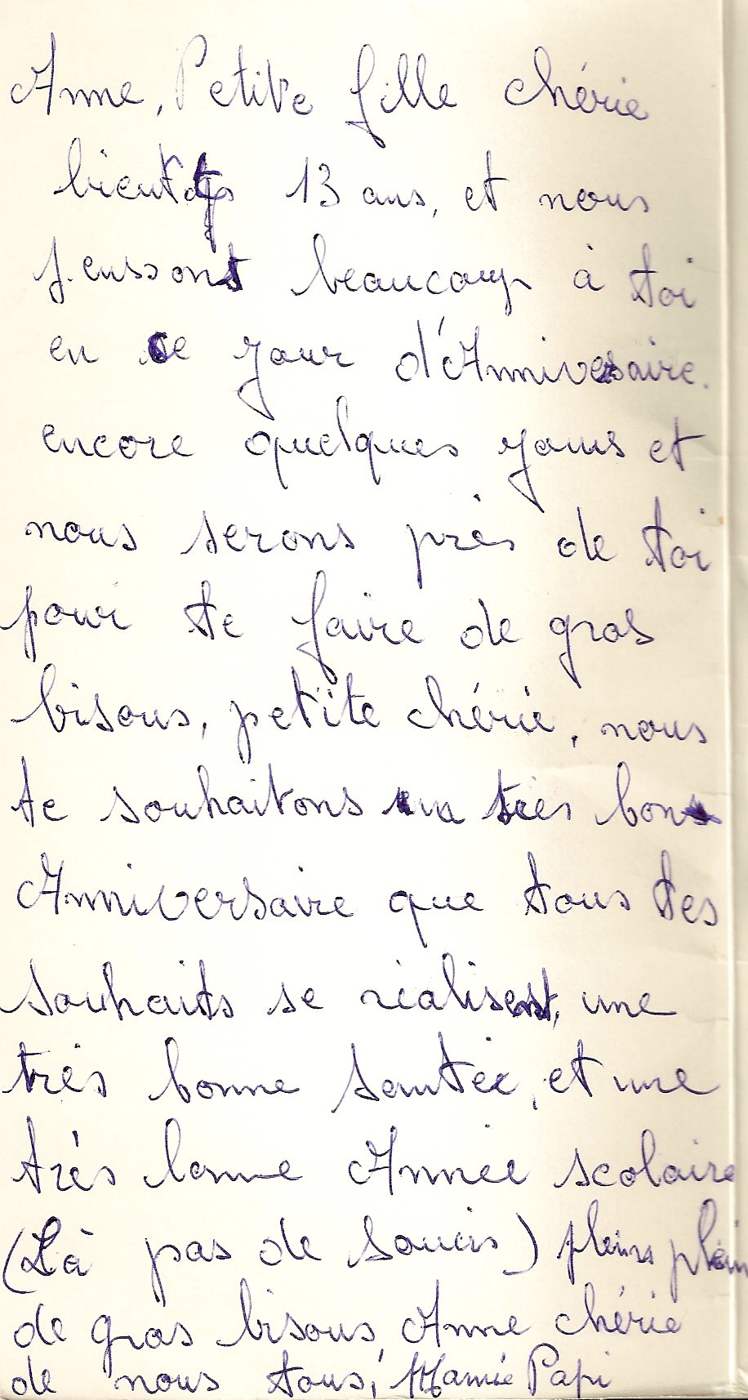 Lettre de PapiMamie, août 1988