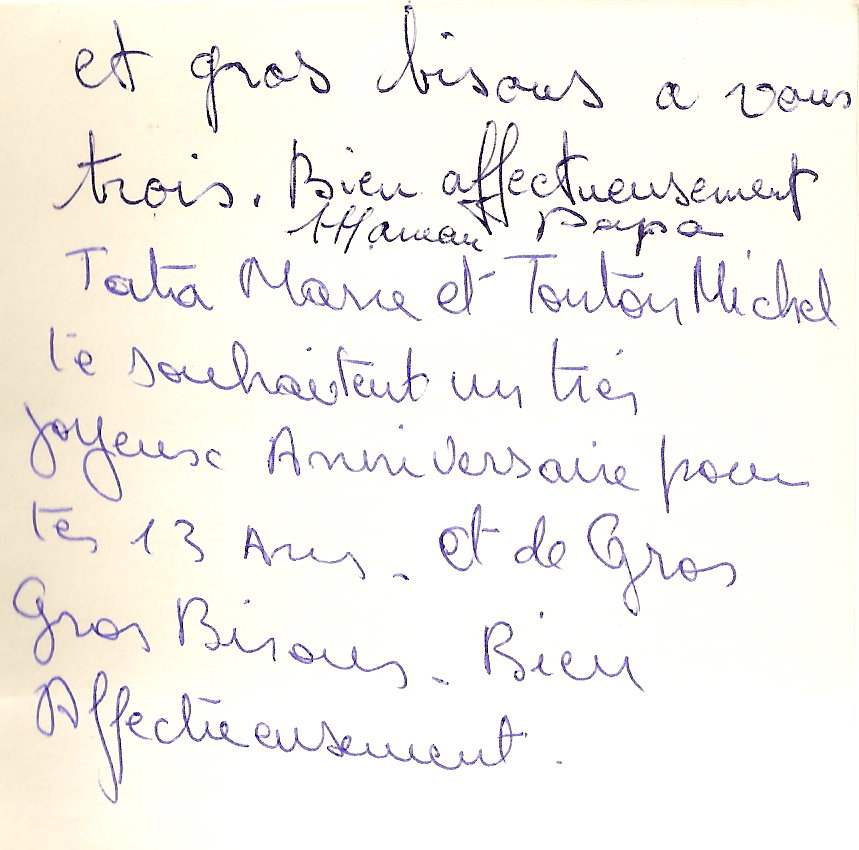 Lettre de PapiMamie, août 1988