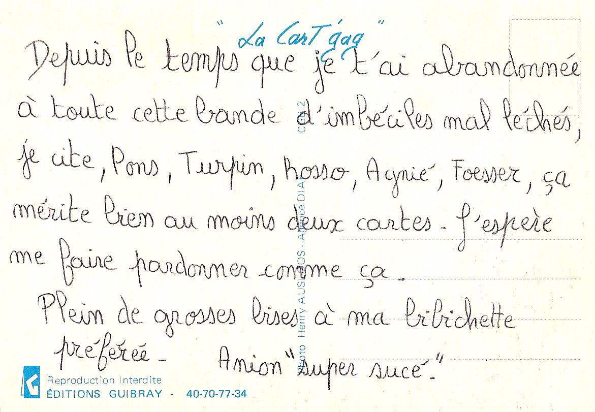Lettre de Annie, 1989