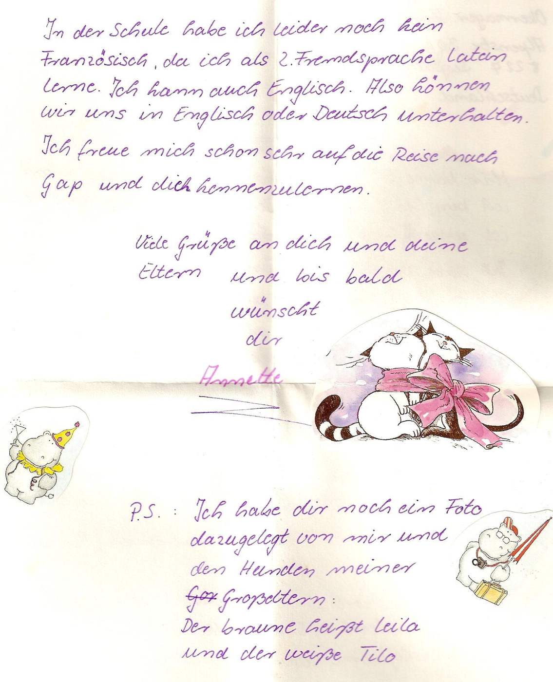 Lettre de Annette, avril 1990