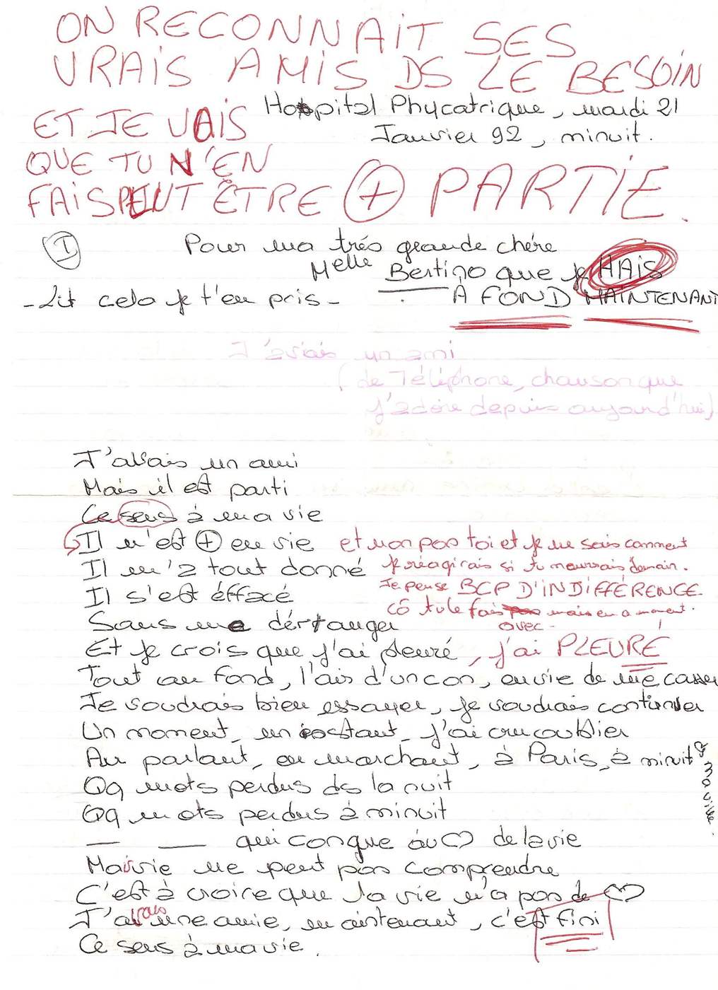 Lettre de Britta, janvier 1992