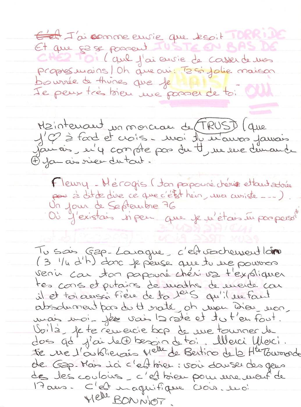 Lettre de Britta, janvier 1992