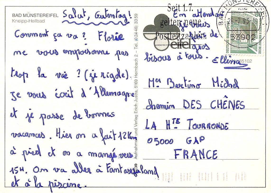 Lettre de Ellina, juillet 1993
