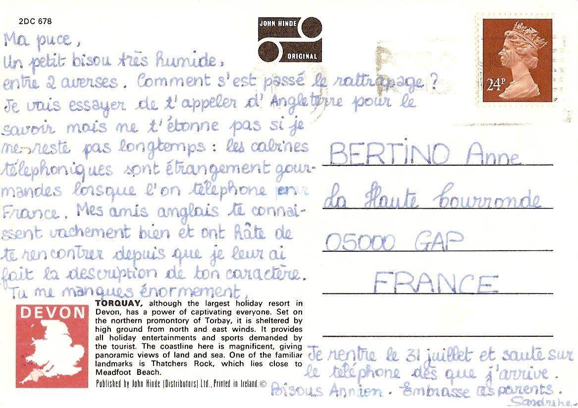 Lettre de Sandrine, juillet 1993