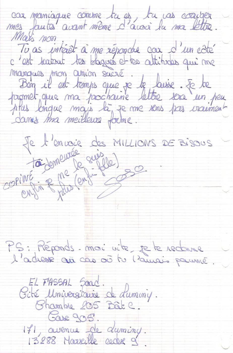 Lettre de Soad, septembre 1993