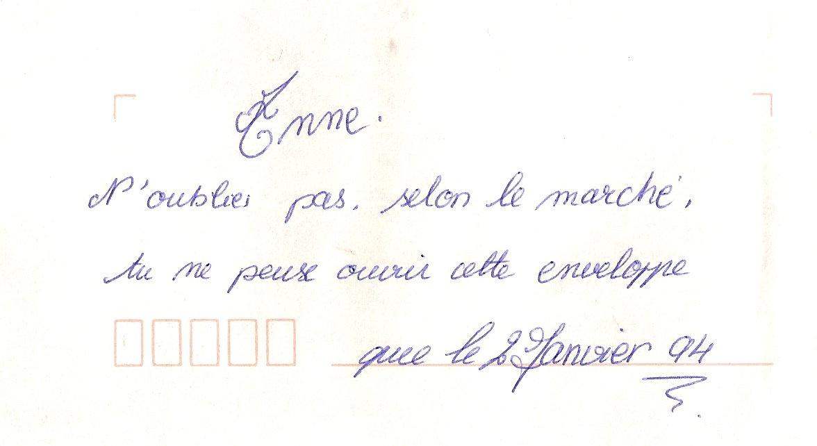Lettre de Barbara, décembre 1993