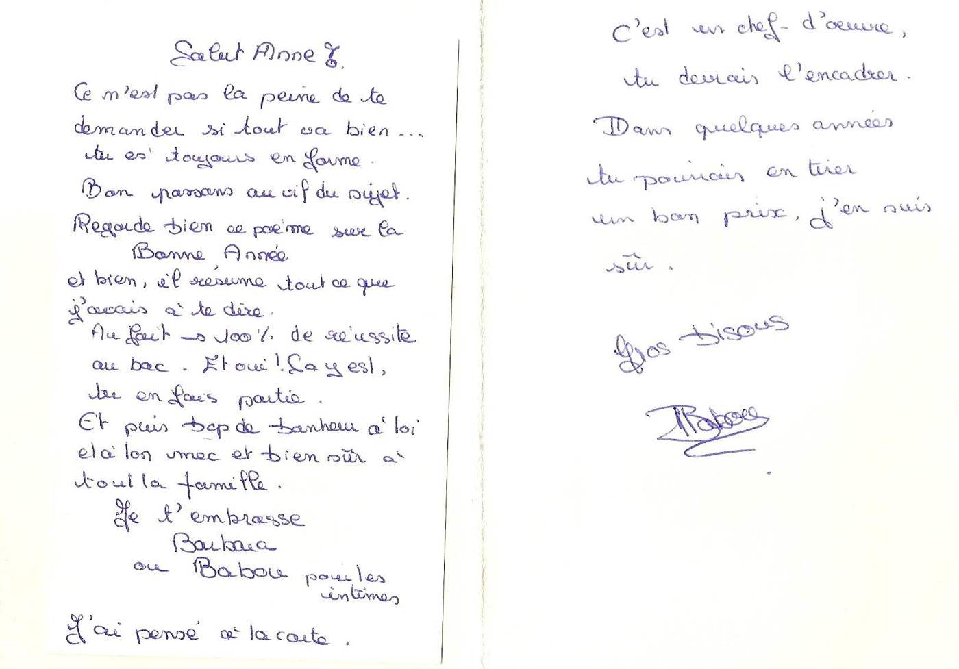 Lettre de Barbara, décembre 1993
