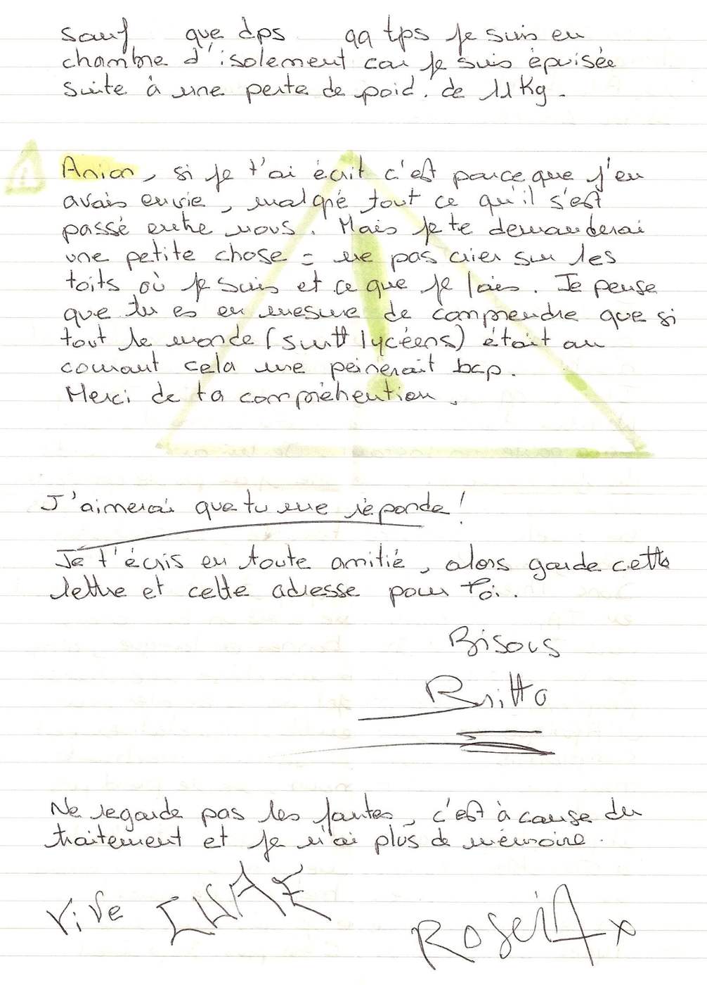 Lettre de Britta, janvier 1994