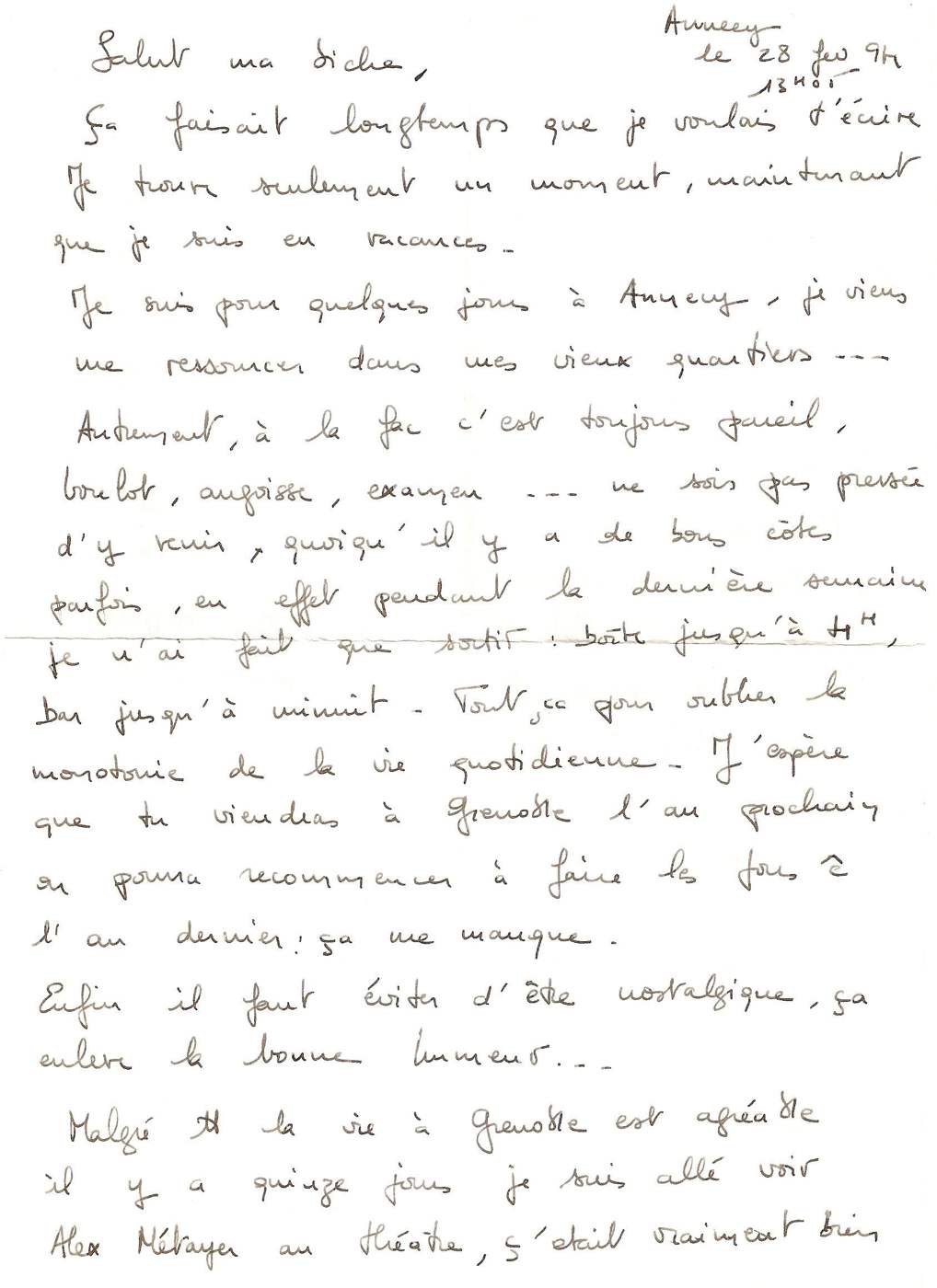 Lettre de Yann, février 1994