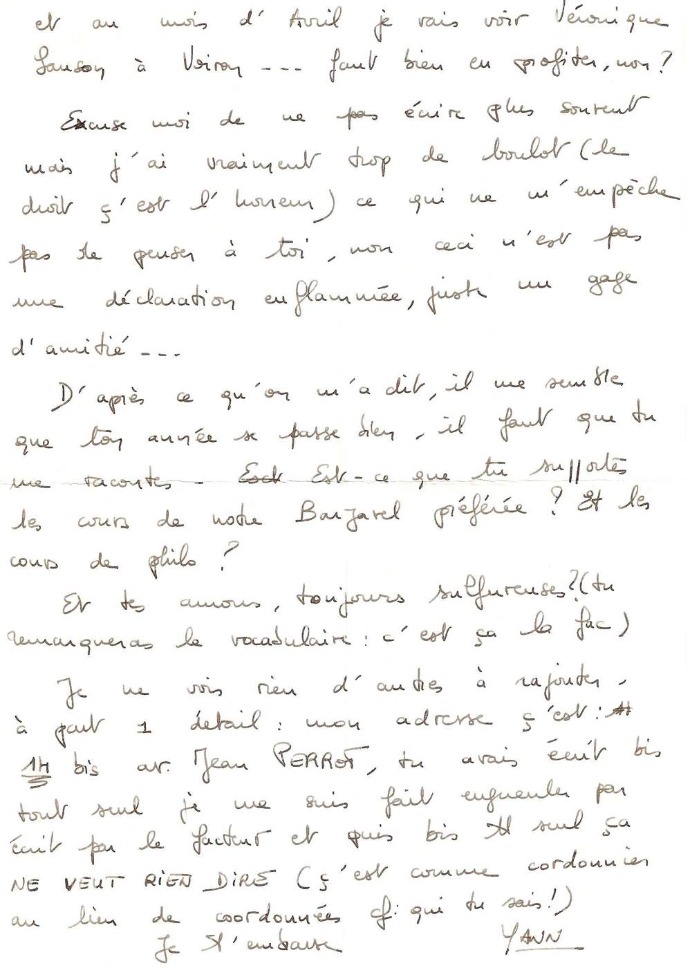 Lettre de Yann, février 1994
