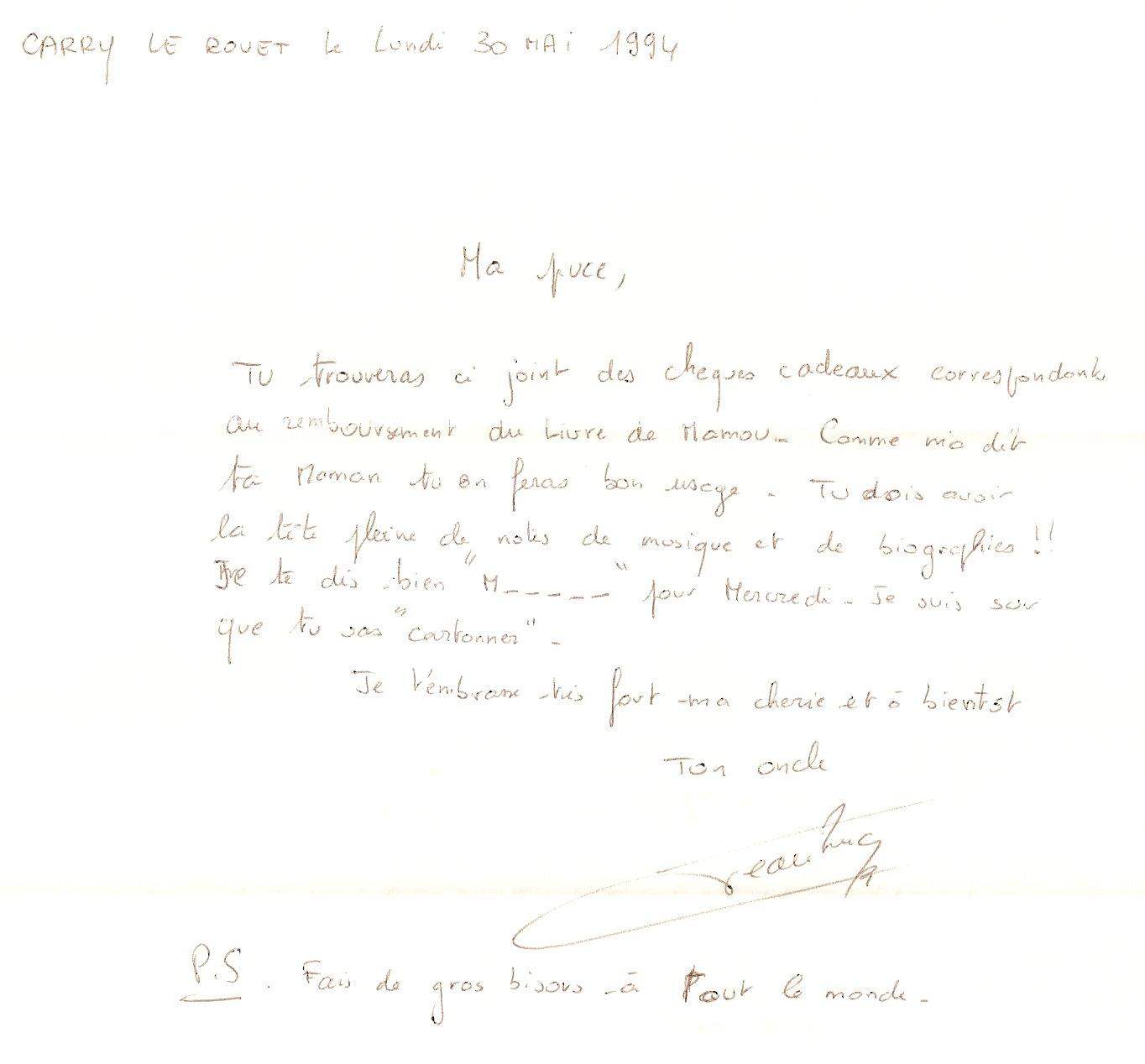 Lettre de Jean-Luc, mai 1994