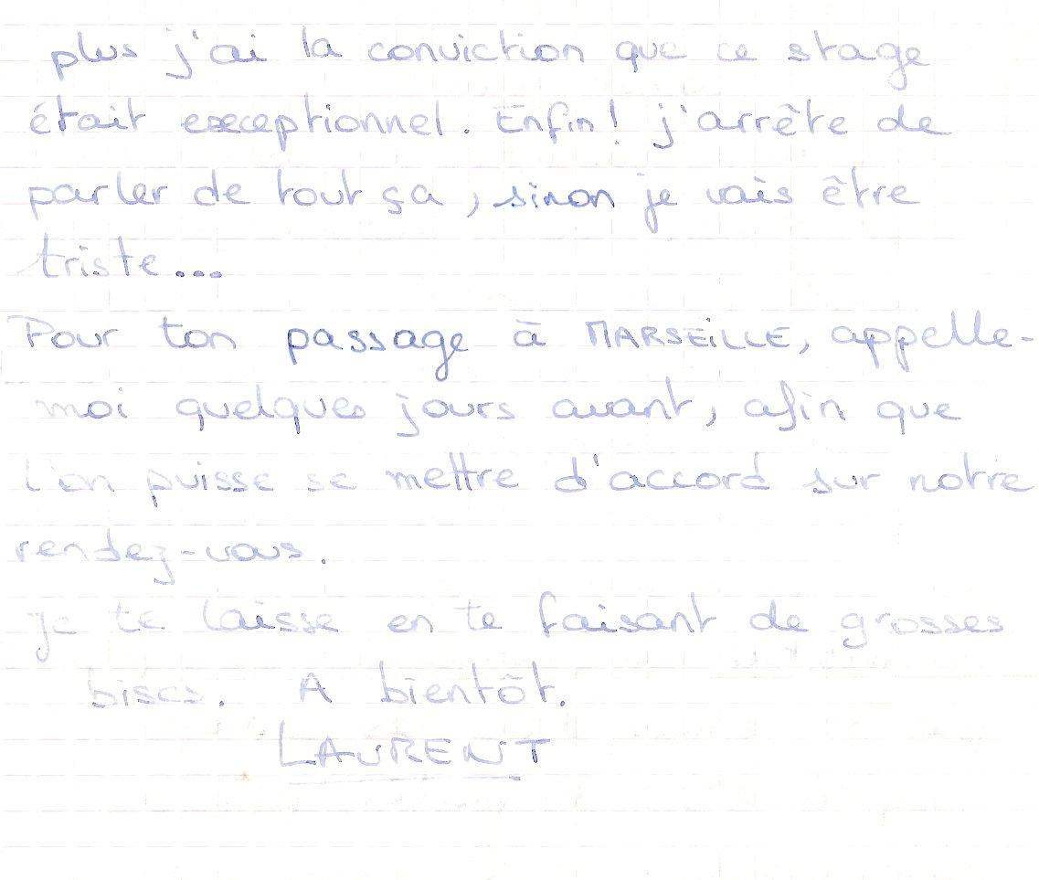 Lettre de Laurent, mai 1994