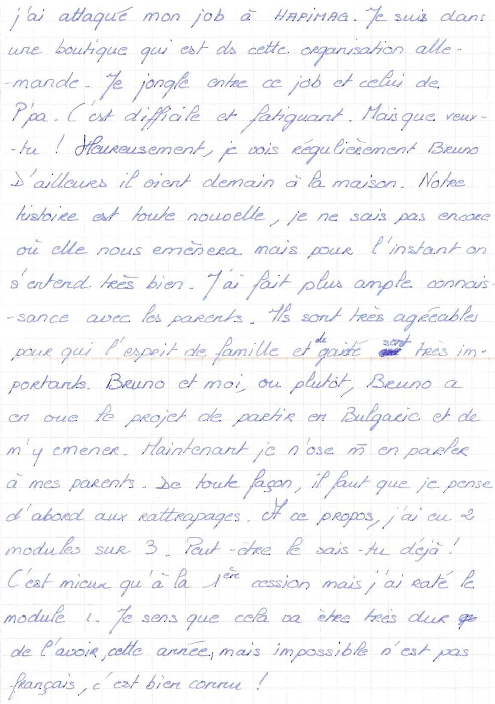 Lettre de Magaly, juillet 1995