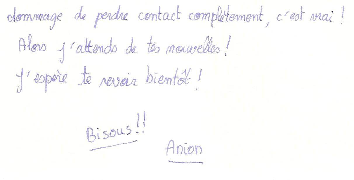 Lettre de Annie, octobre 1995