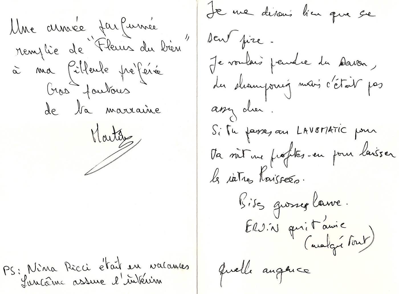 Lettre de MartineErvin, janvier 1996