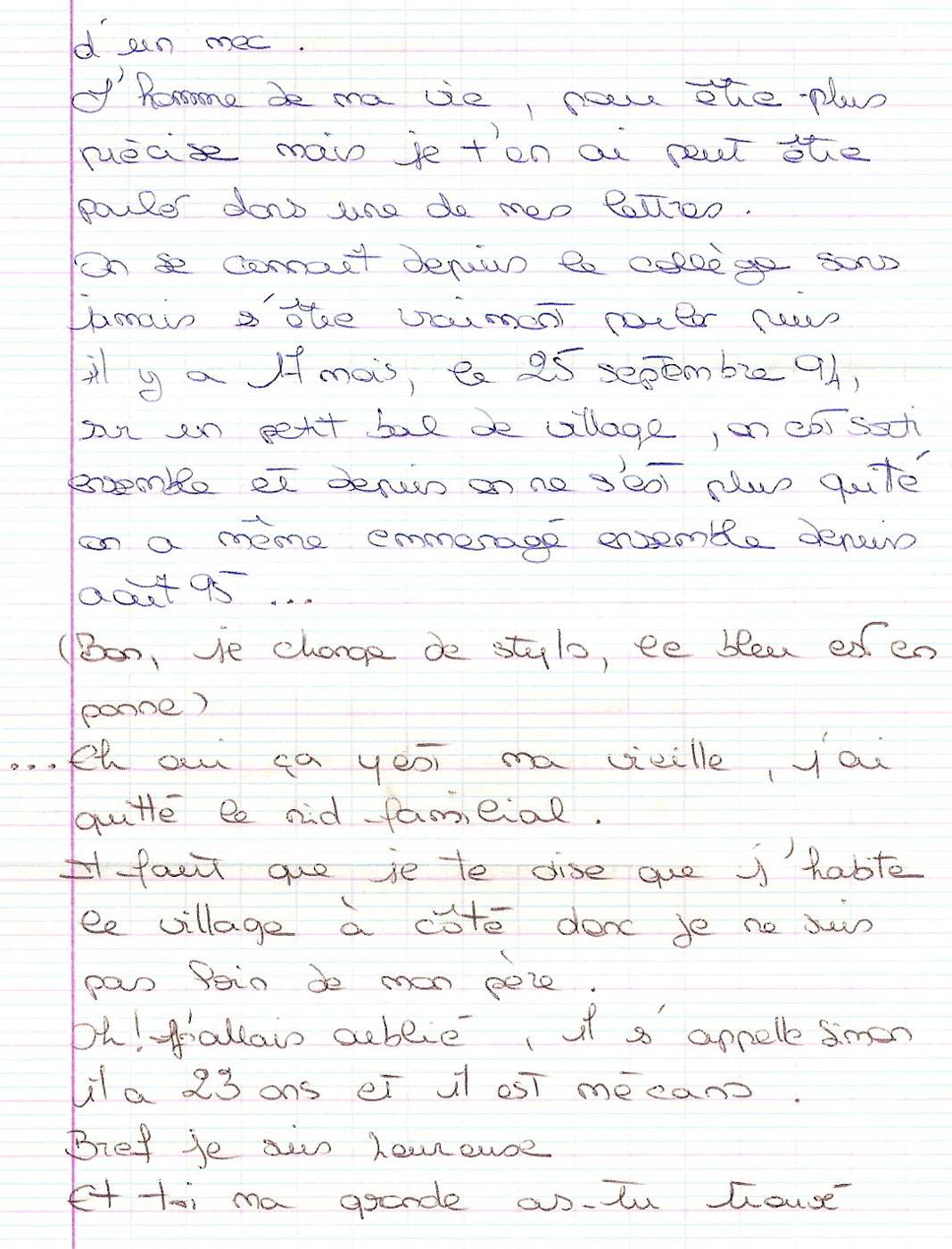 Lettre de Déborah, mars 1996