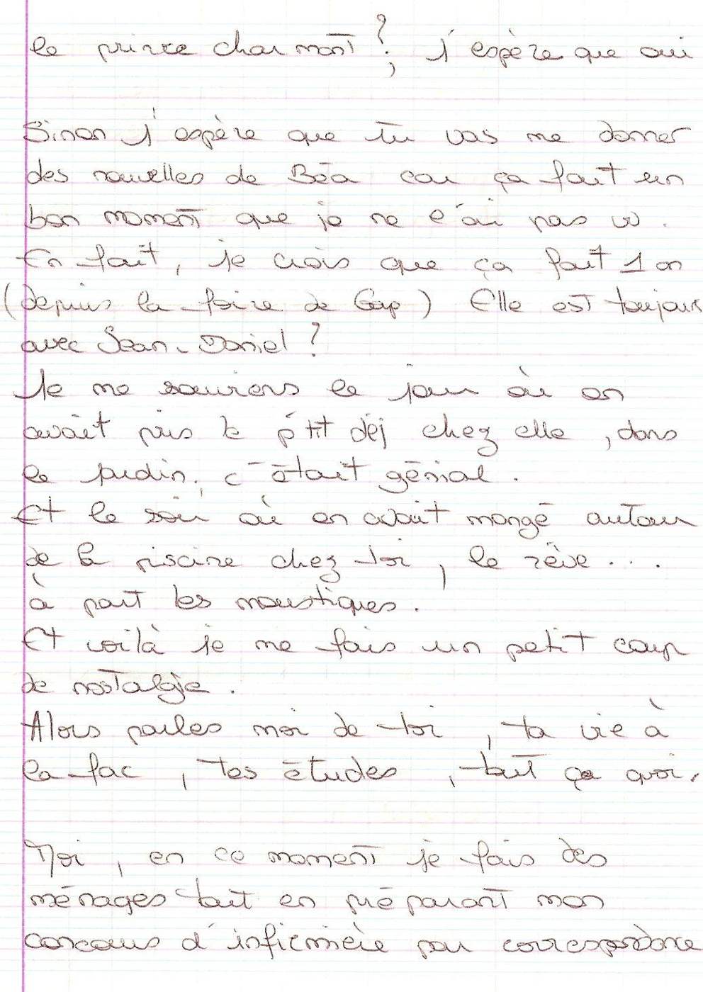 Lettre de Déborah, mars 1996