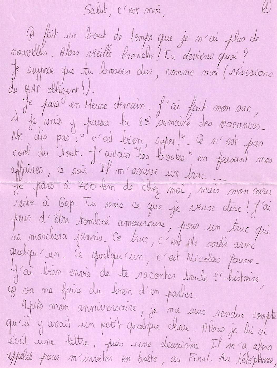 Lettre de Annie, mai 1996