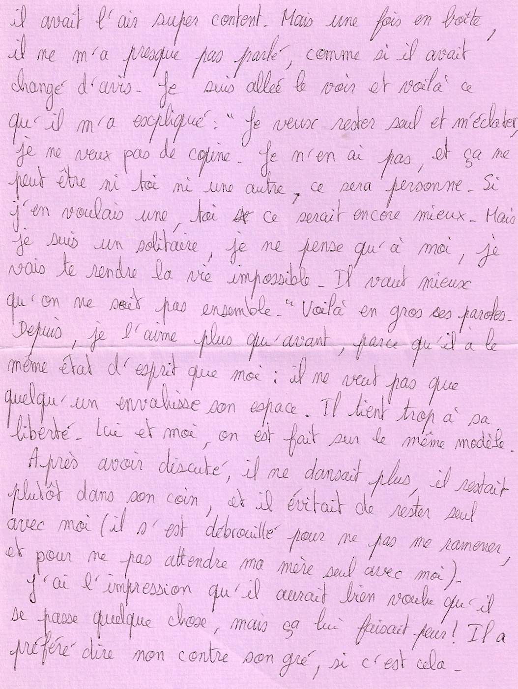 Lettre de Annie, mai 1996
