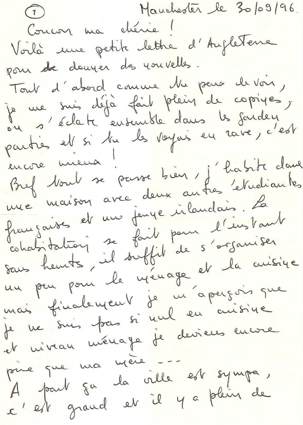 Lettre de Yann, septembre 1996
