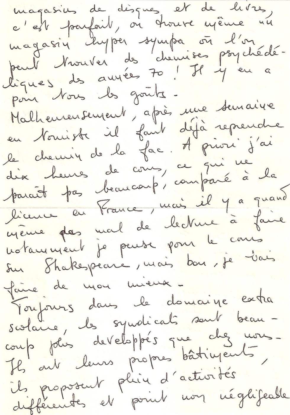 Lettre de Yann, septembre 1996