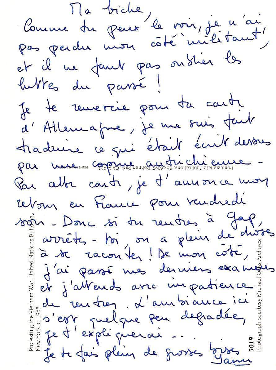 Lettre de Yann, décembre 1996