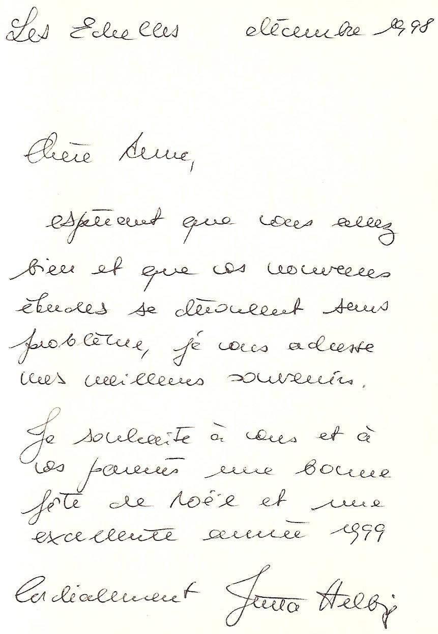 Lettre de Jutta Helbig, décembre 1998