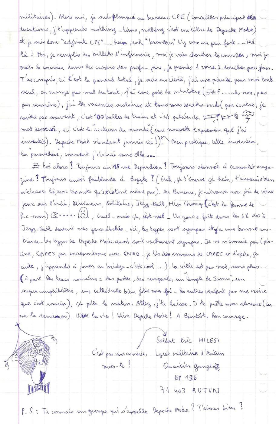 Lettre de Eric, octobre 1999