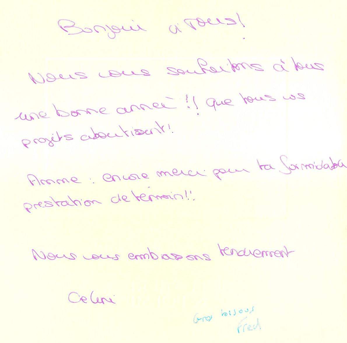 Lettre de Céline, janvier 2002