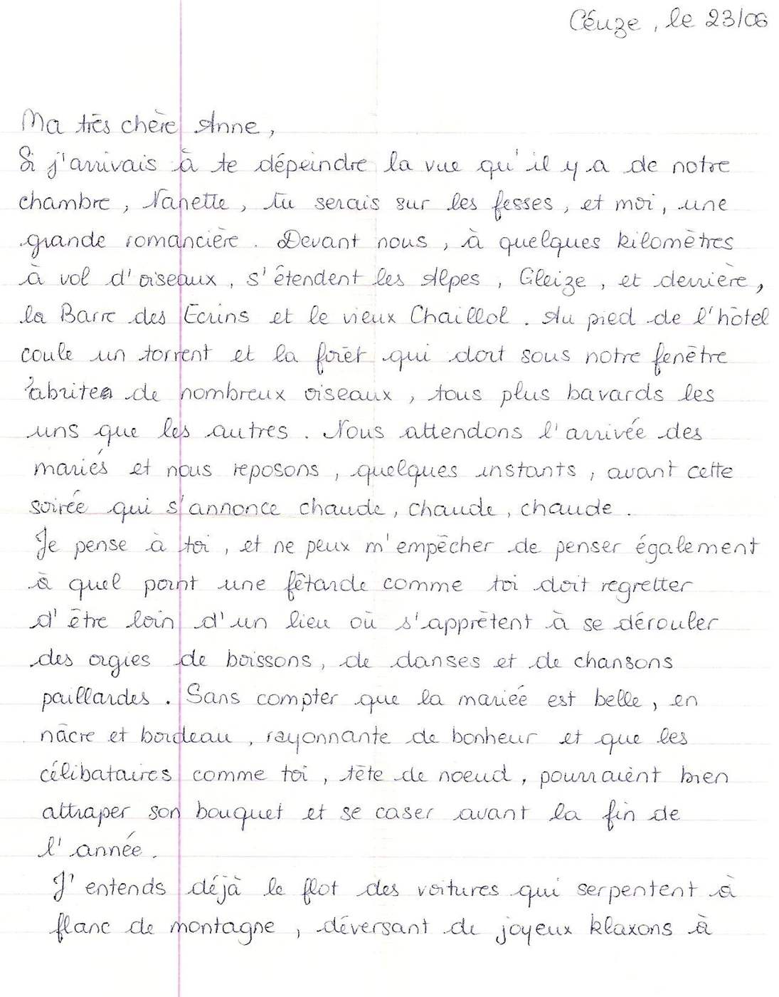 Lettre de Sandrine, juin 2007