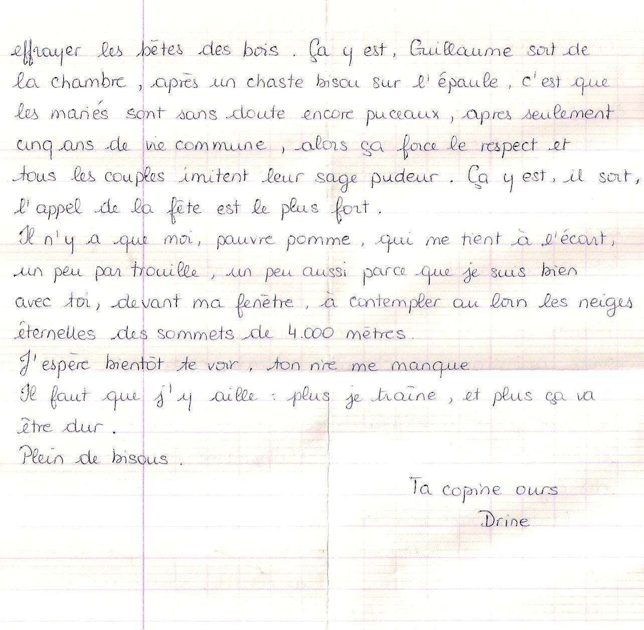 Lettre de Sandrine, juin 2007