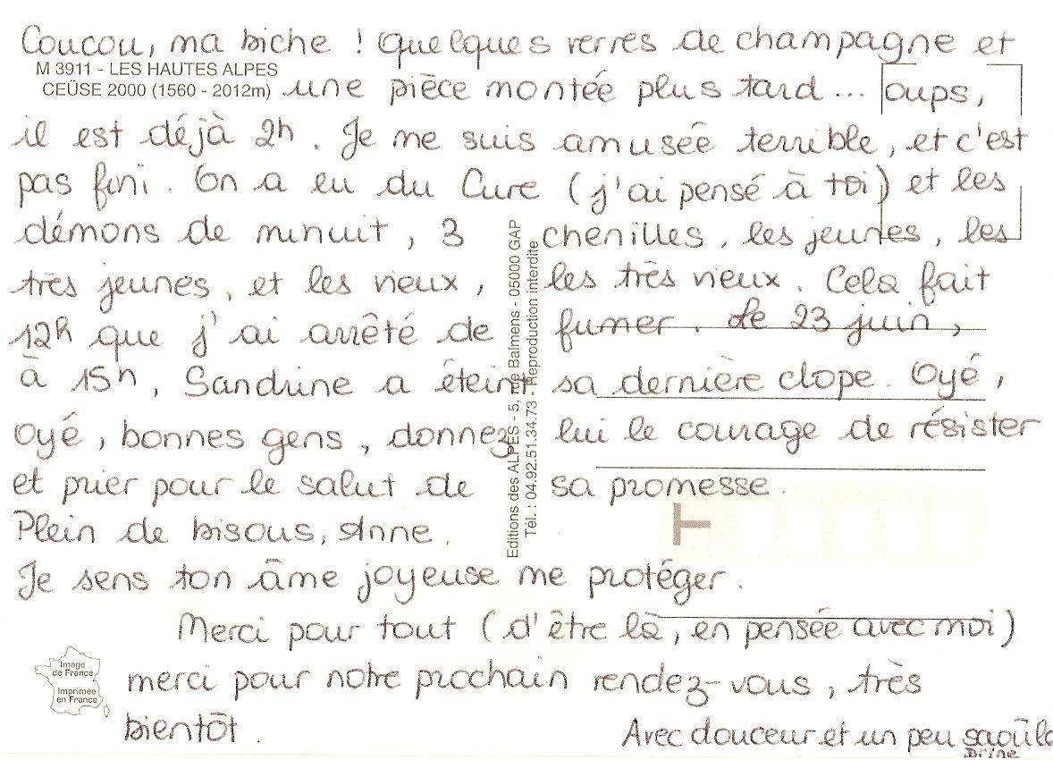 Lettre de Sandrine, juin 2007