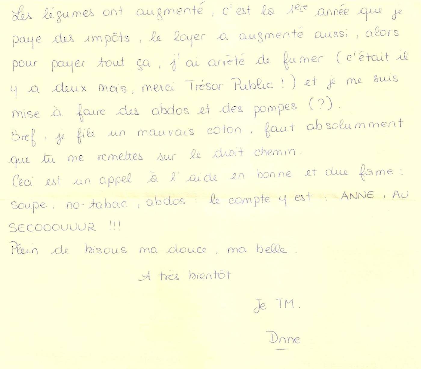 Lettre de Sandrine, octobre 2007