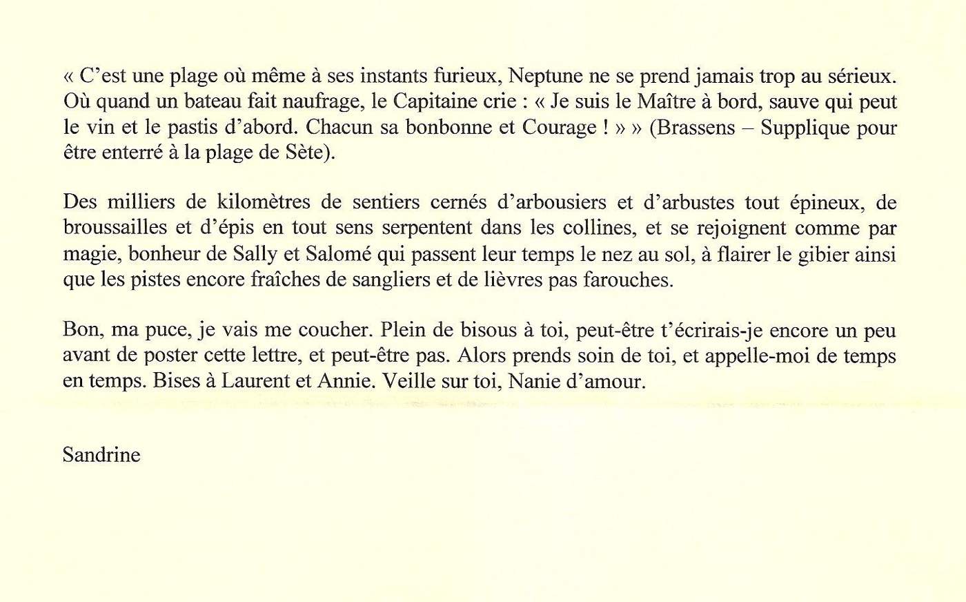 Lettre de Sandrine, février 2008