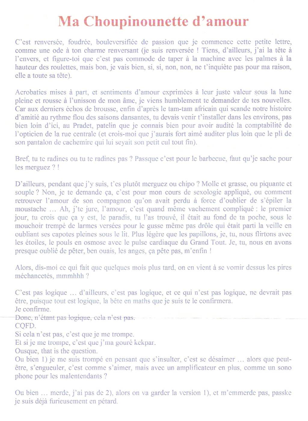 Lettre de Sandrine, mai 2008