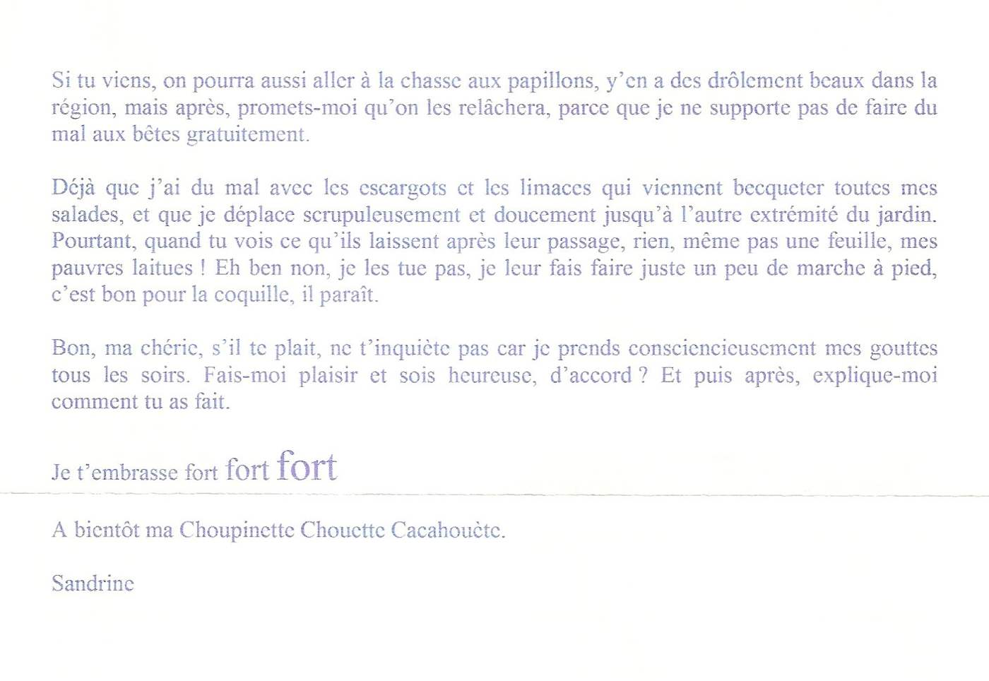 Lettre de Sandrine, mai 2008