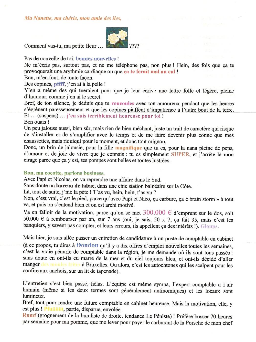 Lettre de Sandrine, mai 2008