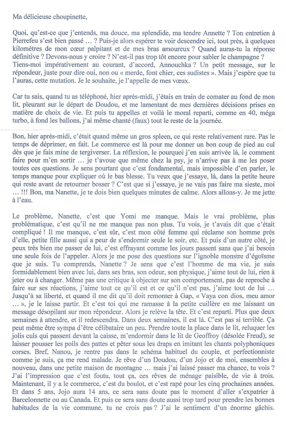 Lettre de Sandrine, janvier 2009