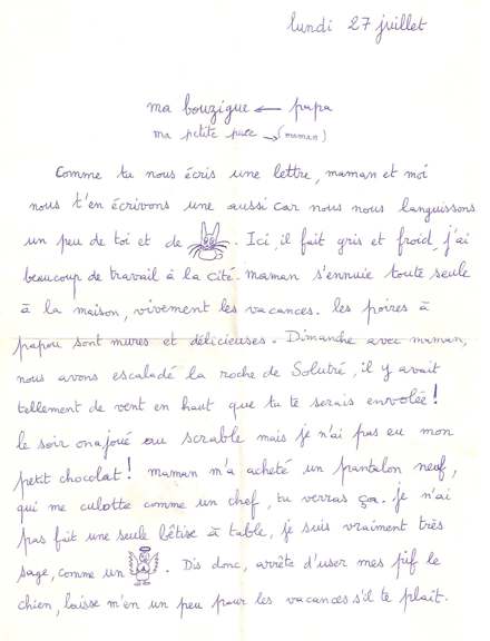 Lettre de PapaMaman, juillet 1980